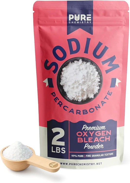 Sodium Percarbonate, 99.9% Pure Oxygen Bleach Powder, Laundry Stain Remover, Whitener, and Detergent, Dishwasher Cleaner and Deodorizer, 2 lbs (32 oz), Pack of 1