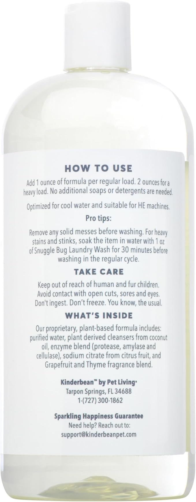 Kinderbean Dog and Cat Laundry Wash, 32 oz. Enzyme Formula Pet Laundry Detergent Removes Pet Odors, Cleans Stains from Cat Urine or Dog Urine, Safe Laundry Odor Eliminator for Bedding, Collars, Toys