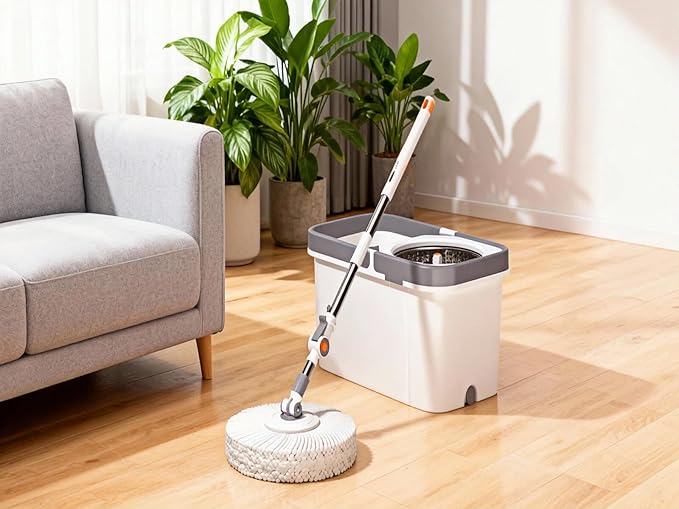 ZMYOOHML Spin mop and Bucket Set with Dual Drive Labor-Saving Design for Truly Hands-Free Washing and Easy Drying