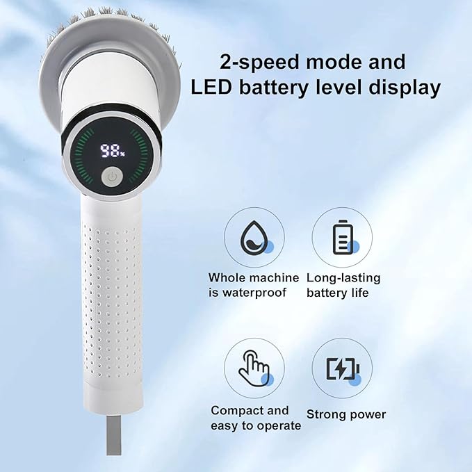 Aminleter Electric Spin Scrubber Cordless Cleaning Brush with Replaceable Brush Heads, Rechargeable Power Scrubber for Bathroom Shower Floor Window Tub Sink