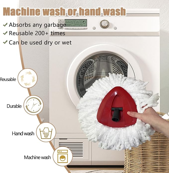 5PCS Spin Mop Replacement Head Compatible with Ocedar EasyWring 1-Tank System,1 Microfiber+3 Chenille Spin Mop Refill Replace for O Cedar,Washable Mop Replace Head for Floor Deep Clean