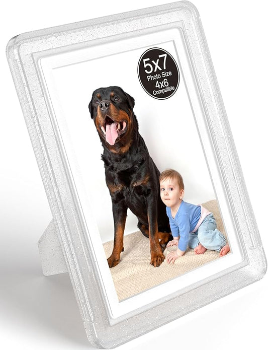 1-Pack 5x7 Picture Frame or 4x6 with Mat – Shatterproof Plastic Photo Frame for Family, Nursery, and Playroom, Wall & Tabletop Picture Frames for Home, Office, Safe & Lightweight Design in Flash