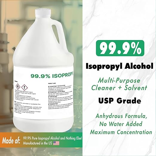 99% Pure Isopropyl Alcohol, 99 Percent IPA 1 Gallon, USP Grade, Made in The USA (2 Gallons / 256 oz)