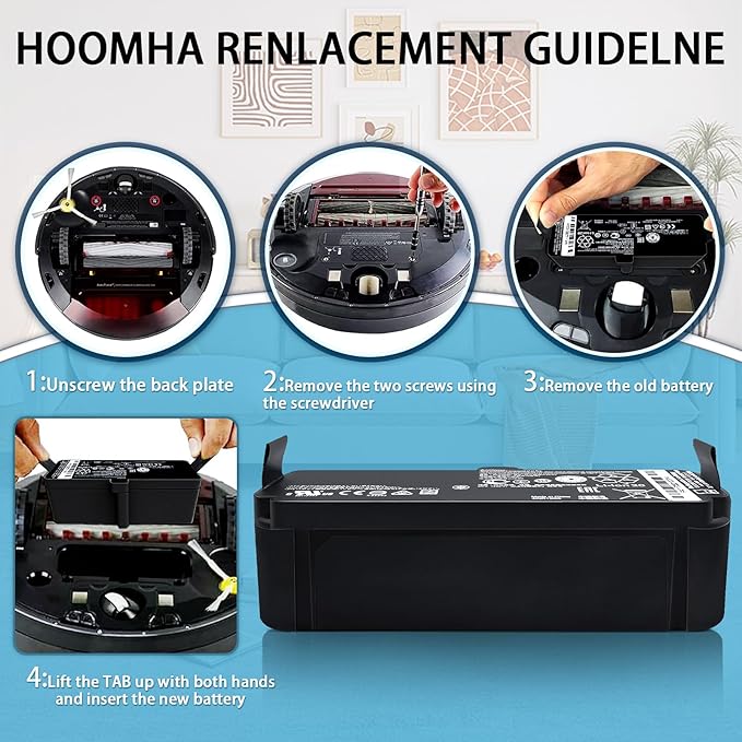 Lcenerga 4400mAh for iRobot roomba Battery 1800Li Battery Lithium Ion Compatible with Roomba 980 970 960 940 895 890 860 695 680 690 675 640 614 Series 5505 14.4V 63.36Wh