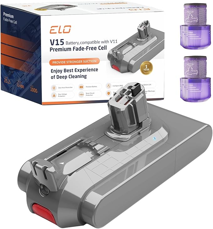 ELO V11 Battery Replacement – Compatible with Dyson V11 Click-in Models, V11 Animal, V11 Torque Drive, V11 Total Clean, V11 Outsize, SV15, SV16, SV22, SV28, SV29 – Part No. 970425-01