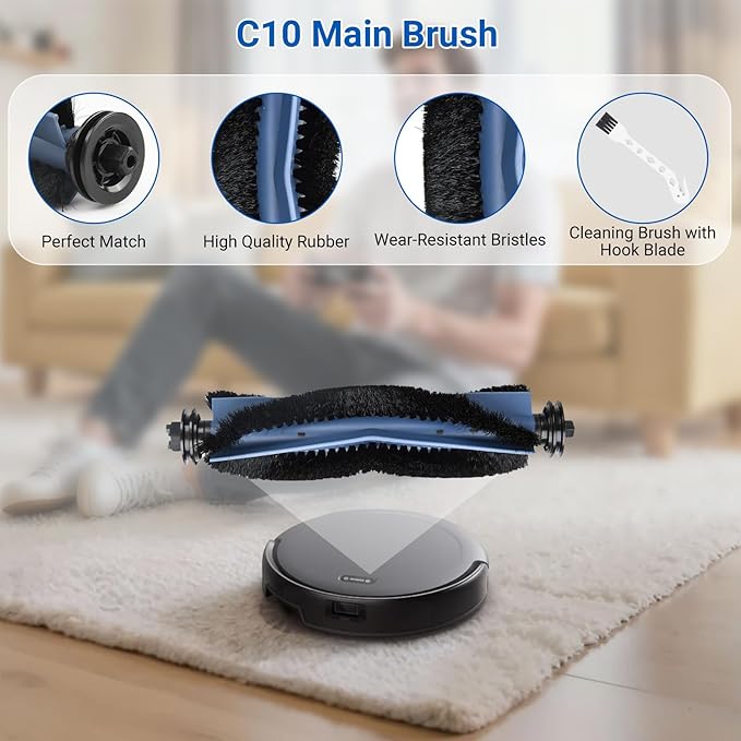 26-Piece Accessories Kit for Eufy Robot Vacuum C10 – Includes: 2 Main Brushes, 4 Filters, 6 Side Brushes, 6 Dust Bags, 6 Scented Tablets, 1 Cleaning Brush & 1 Screwdriver