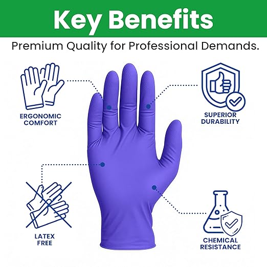SafeWay Nitrile Gloves, 200 Ct, Small, Powder-Free, Latex-Free, All-Purpose, Professional Disposable Gloves with Textured Fingertips for Medical Use, Food Prep, Cleaning, Tattoo & More
