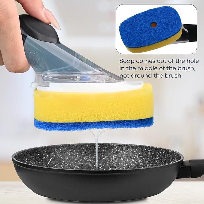 Sponge Brush Refills for OXO Dish Brush, 4 Pack Soap Dispensing Dish Refills, Scrub Replacement Head for Scrubber, Sponge Replacement Head Fits Soap Dispensing Handle