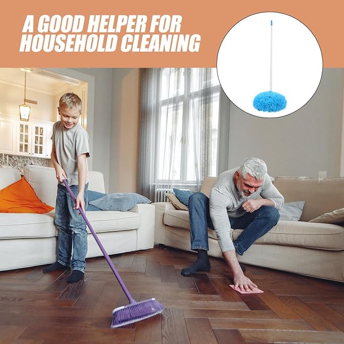 NOLITOY Extendable Aluminum Duster Pole, 58 Inch Ceiling Fan & Wall Cleaner Round Brush Multifunctional Lightweight Dust Remover for Home & Office