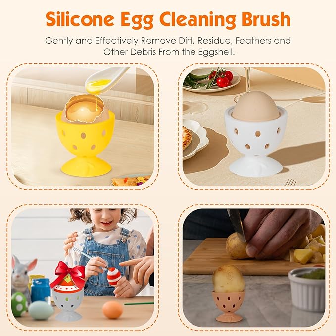 Egg Washer for Fresh Eggs, Silicone Egg Brush Cleaner, Egg Cleaner Scrubber for Fresh Eggs, Reusable Multipurpose Washing Egg Tool for Fruits and Vegetables(Grey)