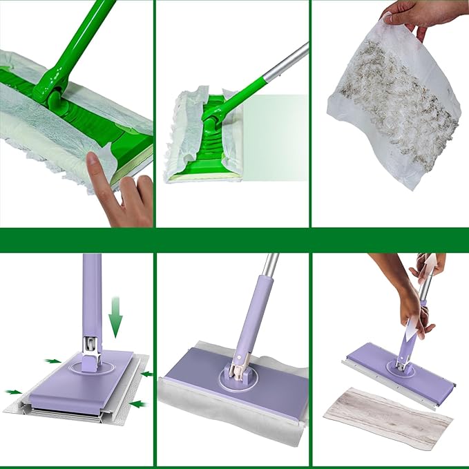 Dry Mop Refills Thickened and Feathery Pads 60 Count for Dirt, Pet Hair and Dust, Compatible with Swiffer Sweeper and ClicLak Regular Mop, Disposable Sweeping Cloths for Floor Mopping and Cleaning