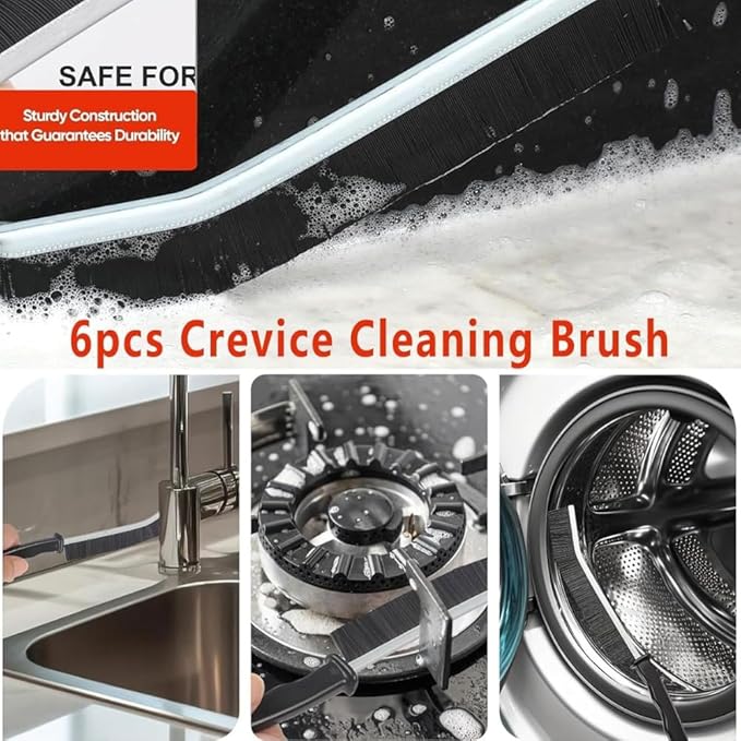 Washing Machine Cleaner Brush Set (6-Pcs) for Front & Top Load Washers – Deep Cleaning Kit for Rubber Seal, Drum, Dispenser, Tight Gaps & Multipurpose Cleaning in Kitchen, Bathroom & Home