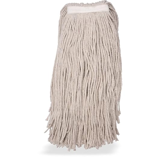 SPARTA Flo-Pac Cotton Mop Head, Cut-End, Narrow Band with White Band for Organized Cleaning, 40 Inches, Tan (Pack of 3)