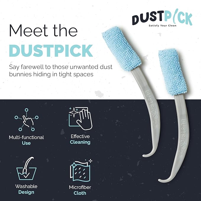 Reusable Feather Duster & Crevice Cleaning Brush | Versatile Cleaning Tools for Blinds, Window Tracks, Shutters, Baseboards, Kitchen Gaps | Microfiber Window & Space Cleaner (Pack of 2)