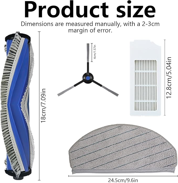 Replacement for ECOVACS DEEBOT N20 Pro Plus, N20 Plus, for Yeedi C12 Pro Plus, C12 Vacuum Cleaner, 2 Main Brush, 4 Filters, 6 Mop Pads, 6 Side Brushes, N20 Plus Accessories Kit
