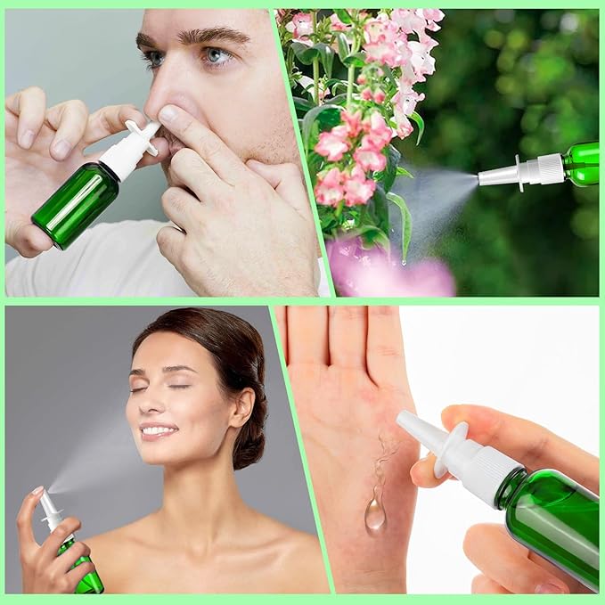 10 Empty Nasal Spray Bottles, 30ML/1oz 6 Refillable Glass Bottles with Funnels and Labels