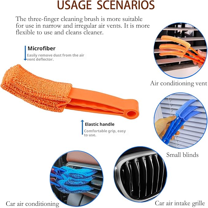 Blind Cleaner Duster Tool Microfiber Washable Cleaning Tools for Ceiling Fan Cleaner Duster and Blind Cleaner; Suitable for Louvers, Air Conditioning Vents, and Ceiling Fans (4-Pack)