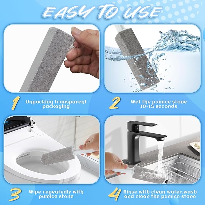 Starvast 30Pcs Pumice Toilet Bowl Brush, Cleaner Pumice Stone with Long Handle, Toilet Stone Brush Block for Bath Grout Pool Kitchen Tubs Showers
