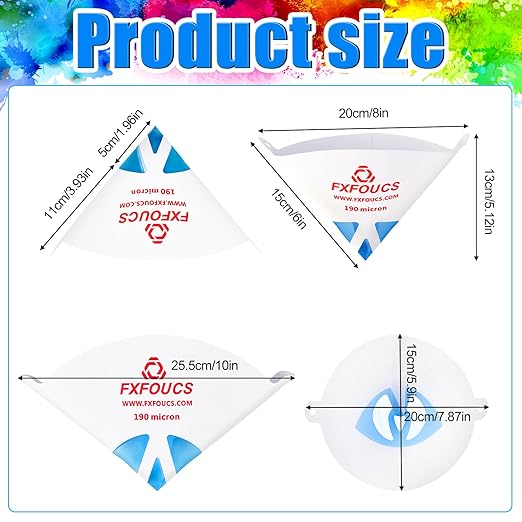 250 Pack of Premium Paint Strainers with 190 Micron Fine Mesh Filters - 3D Printing Ultra-Flow Blue Nylon Cone Strainers for Paint and Fluid Filtration