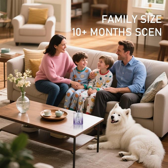 M&SENSE Lavender Vanilla Reed Diffuser Set - 16.9 fl oz Long-Lasting Home Scent Diffuser with Sticks, Natural Essential Oil Diffuser Gift for Office, Bedroom Bathroom