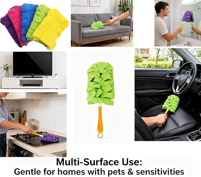 360° Electrostatic Duster Refills for Home Cleaning,Reusable Washable Duster Refills for Hand Duster with Microfiber Dusting Heads