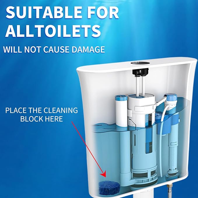 Bayimkleenr Automatic Toilet Cleaner Tablets, Septic Tank Safe, Removes Hard Water Rings and Stains, Deodorizes, Fresh Scent Toilet Tank Cleaner for Bathroom-(30 PACK)