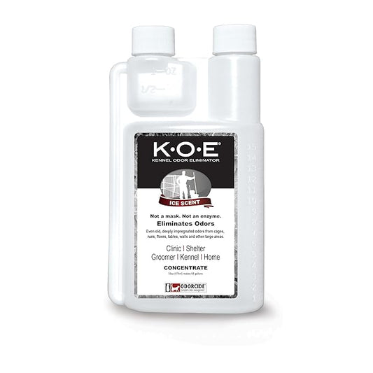 Odorcide K.O.E Kennel Odor Eliminator Concentrate – For Cages, Runs & More – For Home & Kennel w/Safe, Non-Enzymatic Formula - Ice Scent - 16 oz