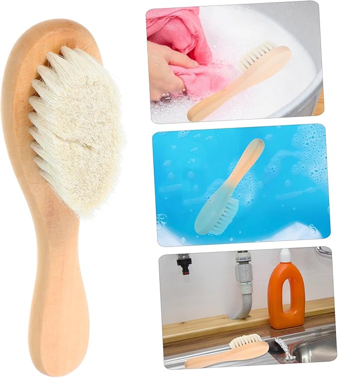 Soft Stain Brush for Delicate Fabrics Natural Goat Hair Cleaning Brush for Removal of Stubborn Stains Clothes Knits Cotton and Linen Reusable and Gentle Scrub