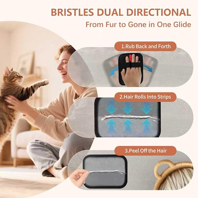 Aiwojiujiu 2 Pcs Pet Hair Removal Glove - Upgraded Electrostatic Pet Hair Remover Gloves for Cats & Dogs, Reusable & Washable Magic Brush Pet Hair Removal Tool (Black, L)