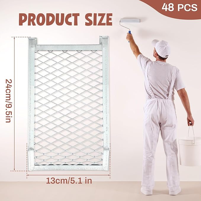 Landhoow 24 Pcs Paint Roller Grid for 1 Gallon Buckets, Paint Screen Strainer 4 Sided Metal Bucket Grid, Silver