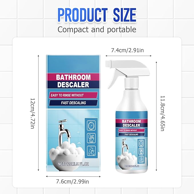 Bathroom Descaler Foam Cleaner, 2025 New Bathroom Descaler, Stubborn Stains Cleaner, All Purpose Bathroom Cleaner Spray for Home Kitchen, 4Floz/120ml (2)