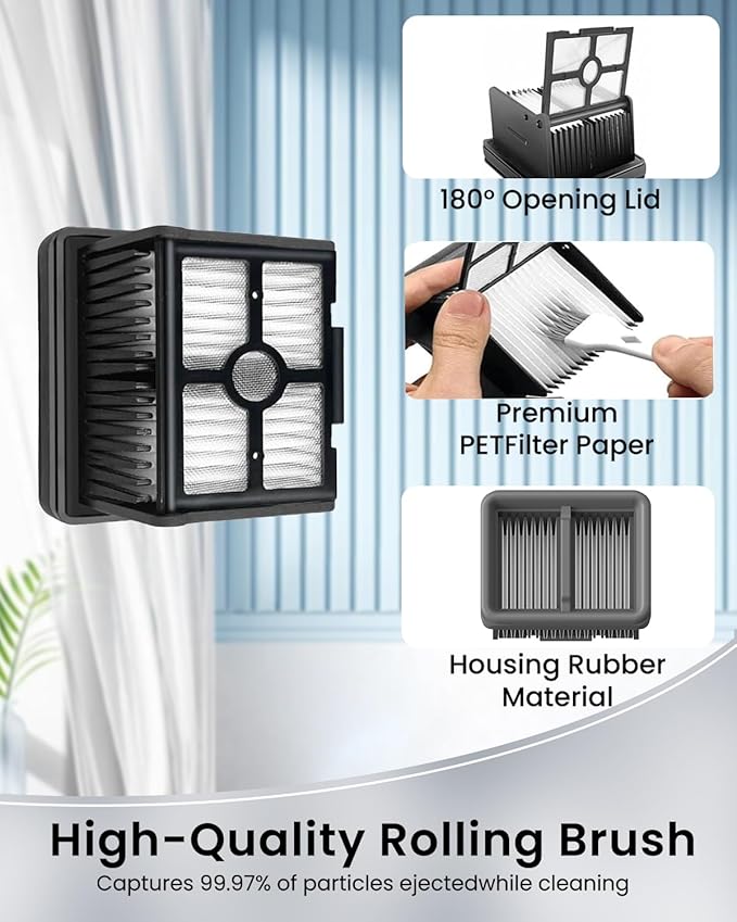 (6pcs) Replacement Brush Rollers And HEPA Filters For Dreame H12 Pro/ H12 Dual Wet Dry Vacuum Cleaner, Replacement Parts Accessories Kit Inclue 3 Vacuum Filter, 2 Roller Brushes