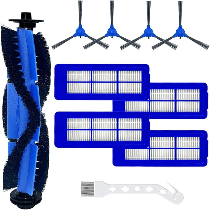 10 Pack Replacement Parts for eufy RoboVac 11S Max, Accessories Kit for 15C Max, 30C Max, G20, G20 Hybrid,G30, G30 Edge, Includes 1 Roller Brushes, 4 Filters, 4 Side Brushes,1 Cleaning Brush