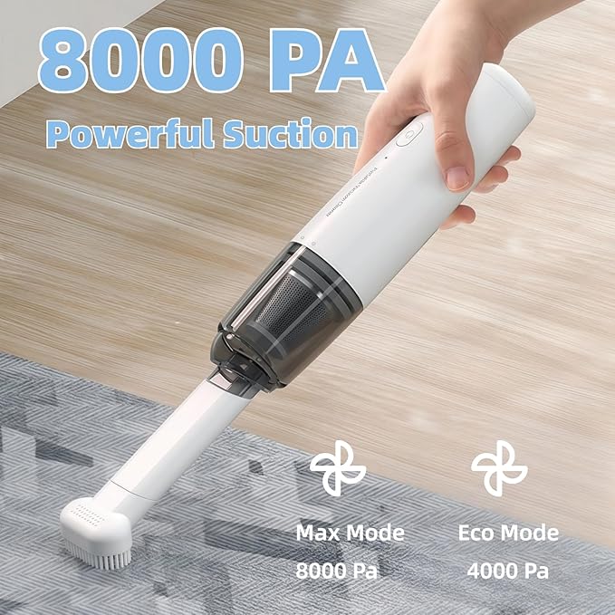 Zannful Portable Car Vacuum Cleaner, Cordless Handheld Vacuum, Lightweight Mini Vacuum for Car and Home with Washable HEPA Filter, Rechargeable