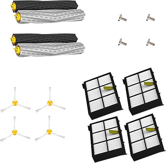 Amyehouse Extractor Roller Side Brushes & Hepa Filters Replenishment Kit Compatible with iRobot Roomba 800 900 Series 805 860 861 870 871 880 890 891 960 980 981 985 Vacuum Replacement Parts