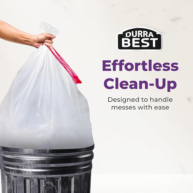 Heavy-Duty 1 Mil 13 Gallon White Trash Bags (45 Count) - Drawstring, Leak-Resistant for Home & Commercial Use