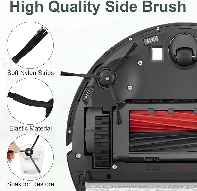 RUKHOOL Q5 Max+ Accessories Replacement Parts for Roborock Q5 Max+ Plus / Q8 Max+ Plus / Q5 Pro+ / Q5 DuoRoller+ Accessory Kit 2 Main Brushes 6 Dust Bags, 4 Filters, 4 Mop Pads 4 Side Brushes