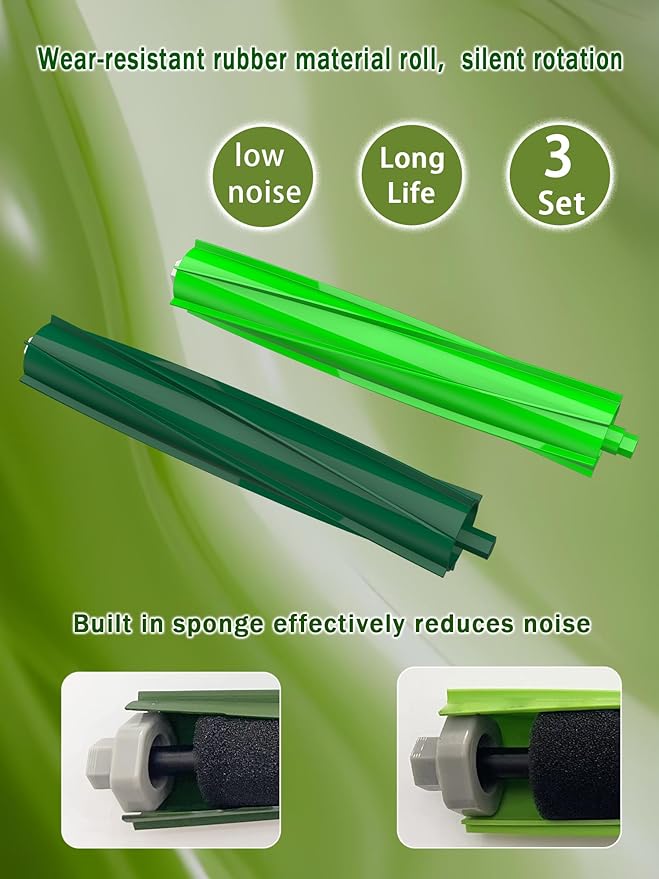 E-HAO Replacement Accessories Part for iRobot Roomba i1+, i2+, i3+, i4+, i5+, i6+, i7+, i8+, j5+, j6+, j7+, j8+, j9+, E5, E6, E7. Kit with 8 Dust Bags, 6 Rubber Rollers, 9 HEPA Filters, 6 Side Brushes
