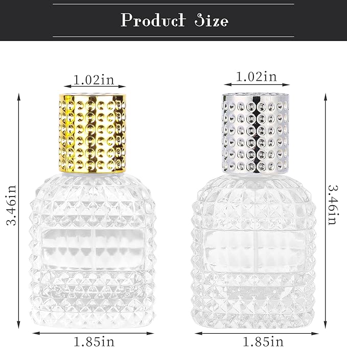 2 Pack Refillable Spray Perfume Bottles, 30ML Clear Thick Glass Empty Perfume Bottles, Perfume Atomizer Travel Cologne Sprayer Bottles