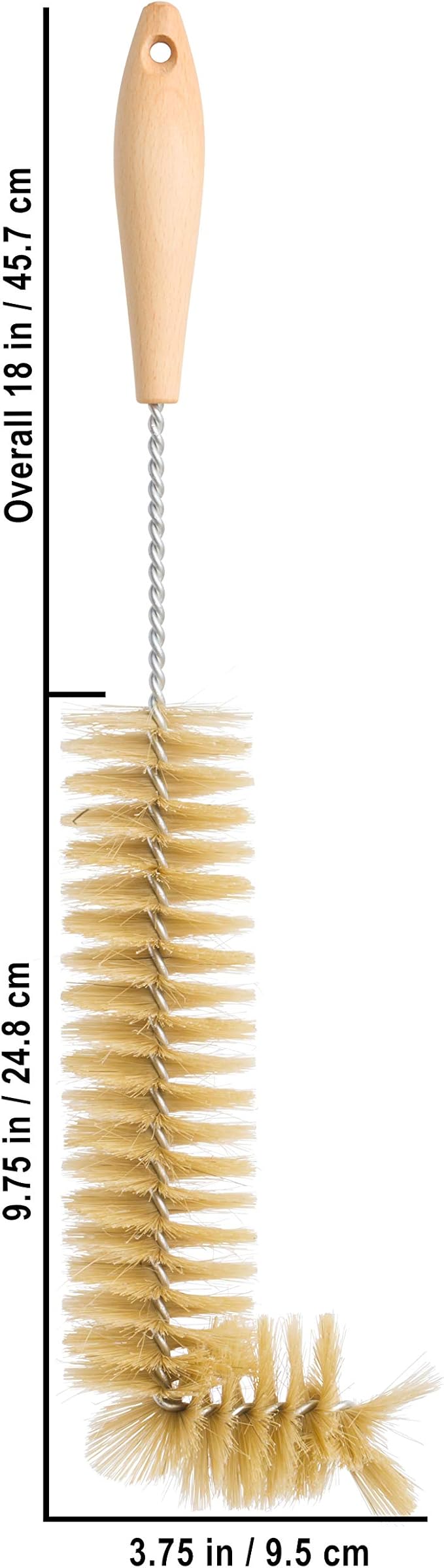 Redecker Natural Pig Bristle Radiator Brush with Oiled Beechwood Handle, 18-1/2-Inches