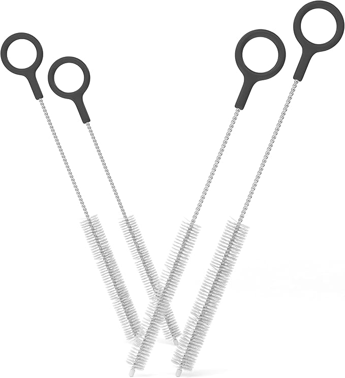 Buenalife Heavy Duty Cleaning Brushes Set of 4 - Extra Long Straw Cleaners for Metal and Plastic Reusable Drinking Straws, to Clean Small Spaces, Sippy Cups, Water Bottles - Sturdy Hard Brush Bristles