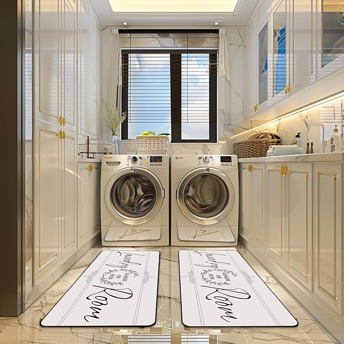 Laundry Room Rug Runner 20"X47" Non Slip Farmhouse Mats Organization and Washable Floor Long Rugs for Laundry Room Accessories Mudroom Kitchen Bathroom Area Rugs Decor
