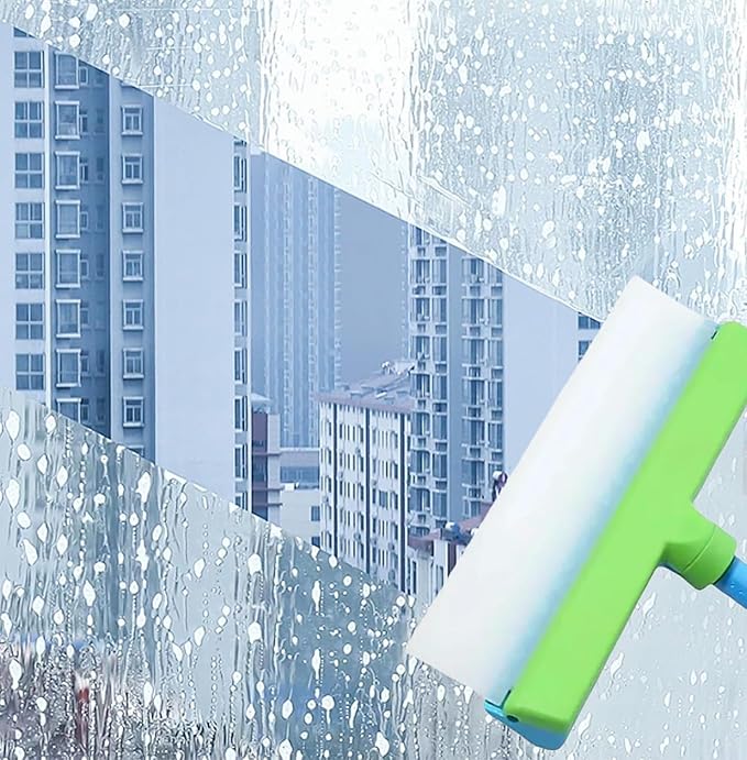 Recyclable Silicone Window Squeegee Kit, 3 in 1 Window Cleaning Scraper, Squeegee and Scrubber with Microfiber, Easy to Clean Without Streaks, for Windows, Walls, Car Windshields (1PCS)