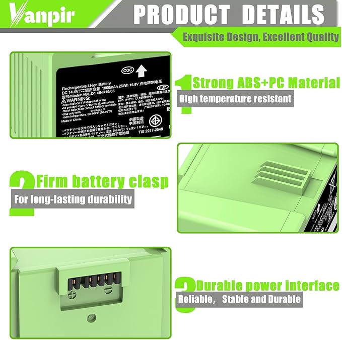 ABL-D1 Battery for iRobot Roomba i7 i7+ j7 j7+ j9 7158 7550 e5 e6 and i4 i4+ i8 i8+ Replacement Lithium Ion Battery for Roomba i and e and j Series (Not Compatible with Roomba Combo Series)