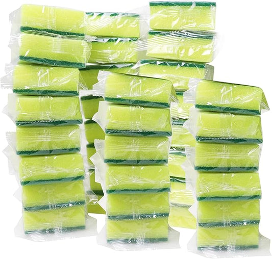 Sadocom 36 Pack Dishwashing Sponge Individually Wrapped, Non Scratch Scrub Sponges Scouring Pad for Household Cleaning, Sink, Pots, Pans, Kitchen,Hotel,Car.