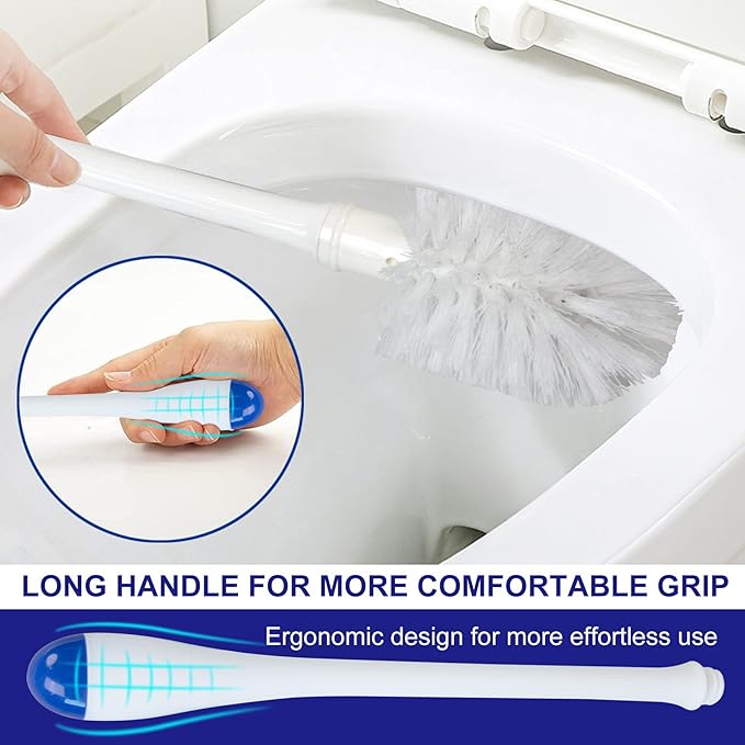 CELOX Toilet Bowl Brush and Holder, Compact Toilet Brush with Breathable Ventilation Stand Base, Bathroom Cleaning Kit, White, 2 Set