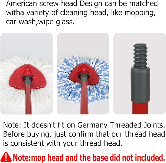 Qulable Spin Mop Replacement Handle - 4-Section 30" to 58" Mop Handle Replacement Stick, EasyWring Handle for Floor Cleaning (Mop Head & Base Not Included)