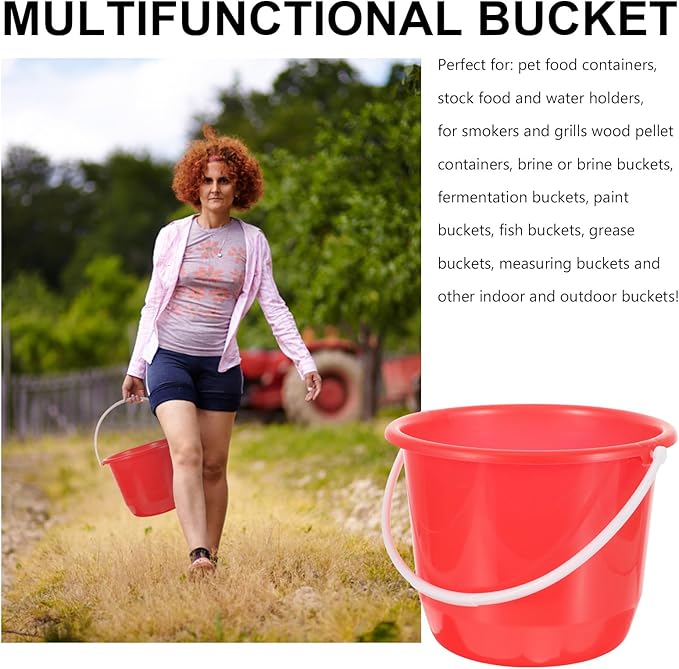 PRETYZOOM Multipurpose Plastic Water Bucket with Handle, 1.3 Gallon Bucket for Home, Gardening, Cleaning, Pet Care, Storage, Durable and Ergonomic Design