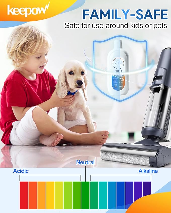 KEEPOW Multi-Surface Floor Cleaner Solution Compatible with Tineco/Roborock Vacuum Mop, Deep Cleans for All Robot Vacuums with Mopping and Cordless Wet/Dry Vacuum Mop Cleaner (Lavender 2 Bottle)