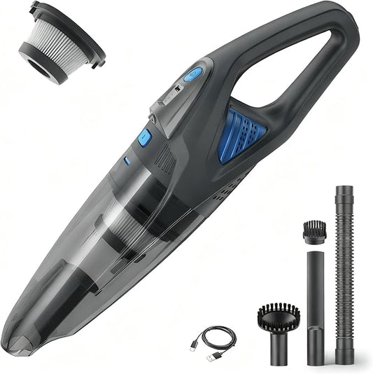 ZIHUOFAN Handheld Vacuum Cordless 25000PA Powerful Suction, Car Vacuum Portable Cordless（Dark Gray+Blue）